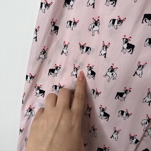 J.Crew Pajama Pants Womens M Pink Frenchie French Bulldog Pull On Elastic Waist - Picture 3 of 7